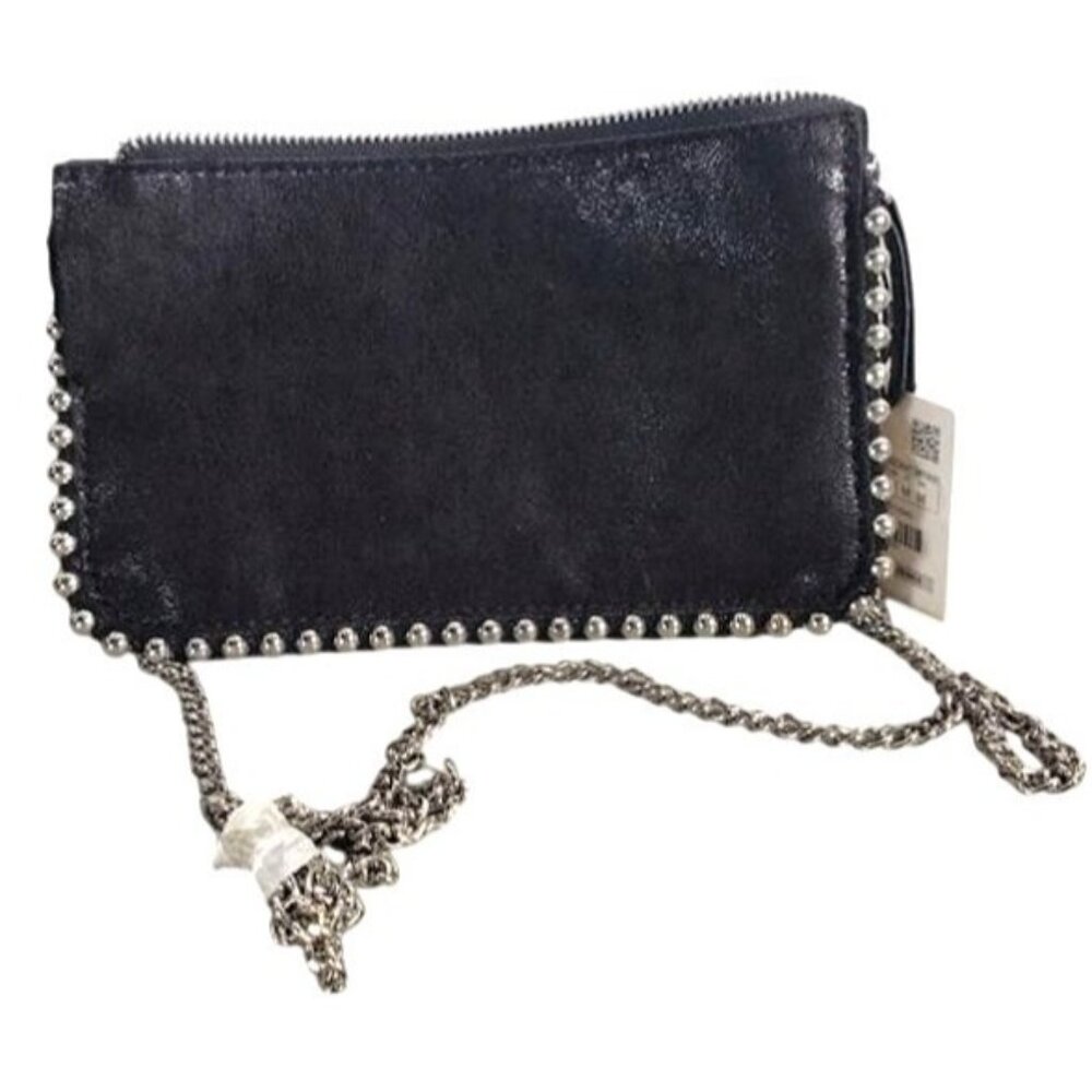 Zara Black Chain Studded Clutch NWT Bag With Zipper Closure & Detachable Strap N